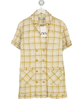 ZARA Cream / Yellow Short Sleeve Tweed Mini Dress UK S
