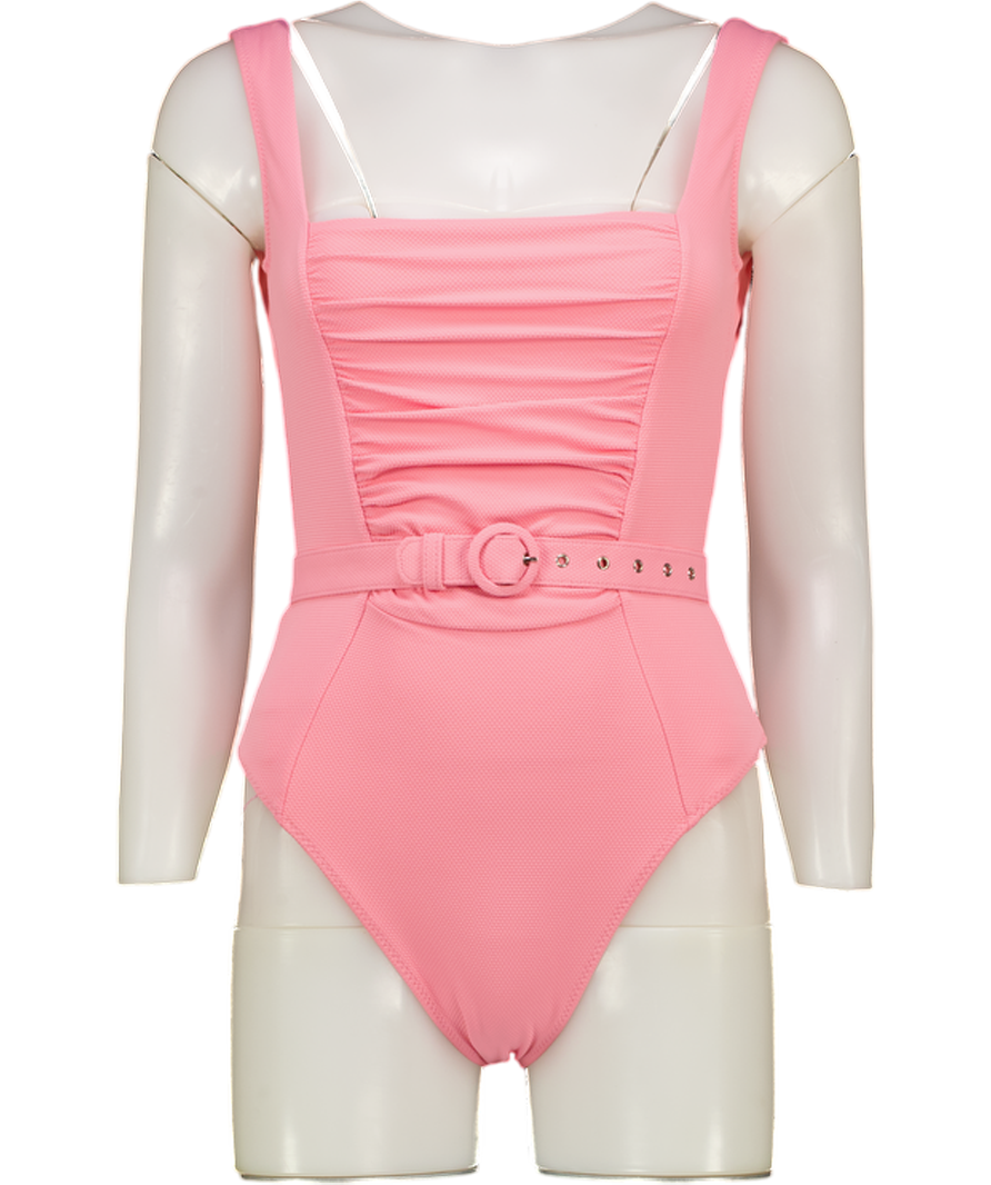 NICHOLAS Pink Ruched Panel One Piece Swimsuit UK XXS