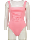 NICHOLAS Pink Ruched Panel One Piece Swimsuit UK XXS