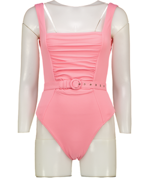 NICHOLAS Pink Ruched Panel One Piece Swimsuit UK XXS