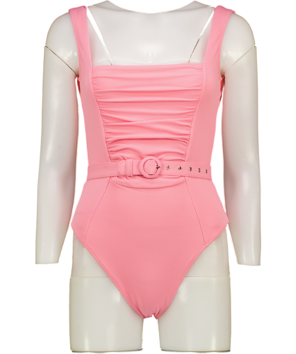 NICHOLAS Pink Ruched Panel One Piece Swimsuit UK XXS