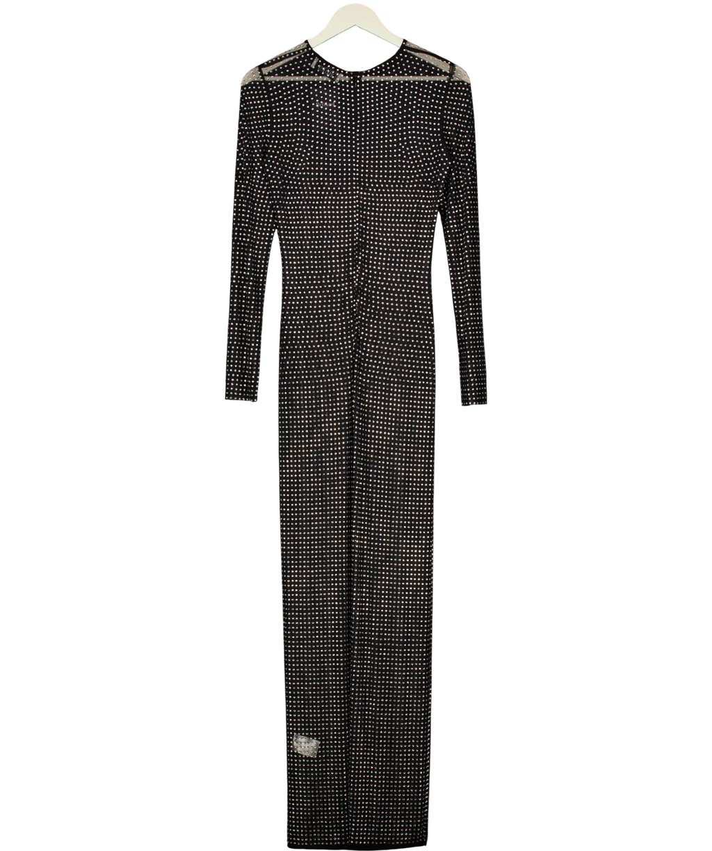 Giuseppe di Morabito Black Crystal-embellished Mesh Maxi Dress It40 UK 8