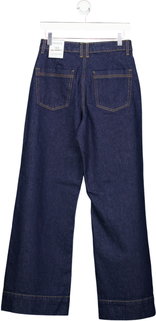 River Island Blue High Rise Front Pocket Palazzo Jeans UK 10