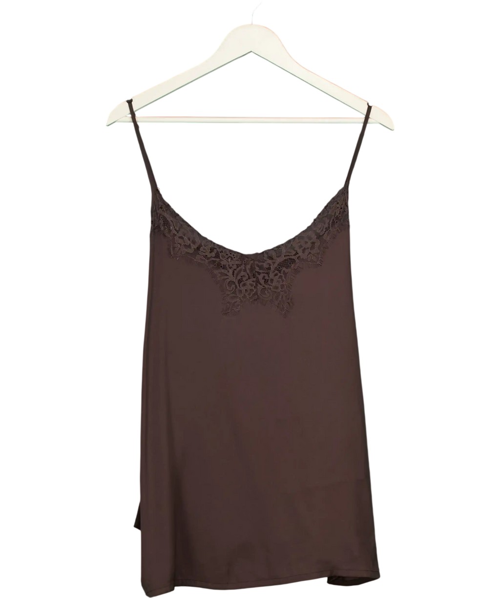 Next Brown Lace Trim Satin Cami Top UK 20