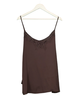 Next Brown Lace Trim Satin Cami Top UK 20