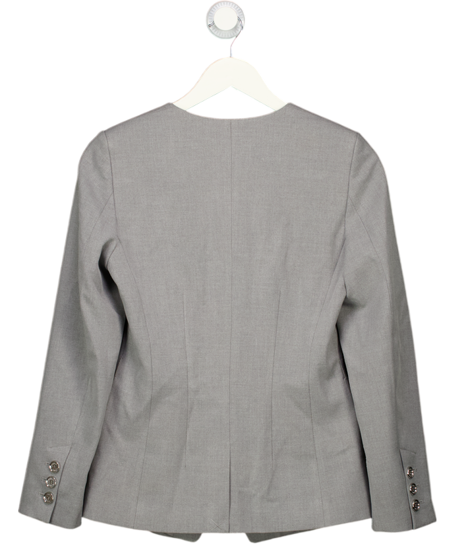 KAREN MILLEN Grey Tailored Marl Belted Square Neck Blazer UK 6