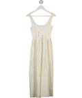 M&S Cream Cotton Rich Midaxi Waisted Dress UK 6