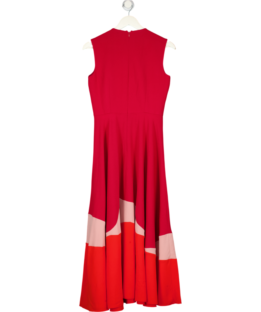 ROKSANDA Red Crepe Colour Block Maxi Dress UK 10