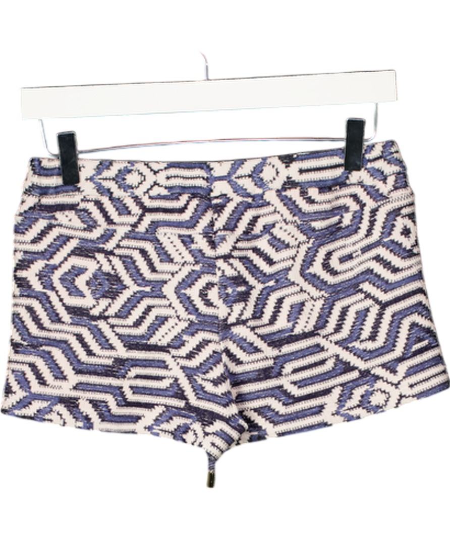 MELISSA ODABASH Blue & White Azteck Knit Beach Shorts UK S