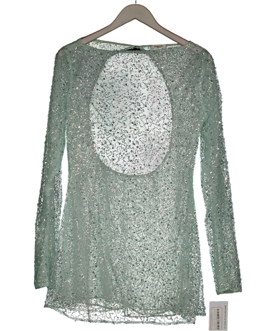 Mistress Rocks Blue Ice Sequin Beaded Mini Dress UK M