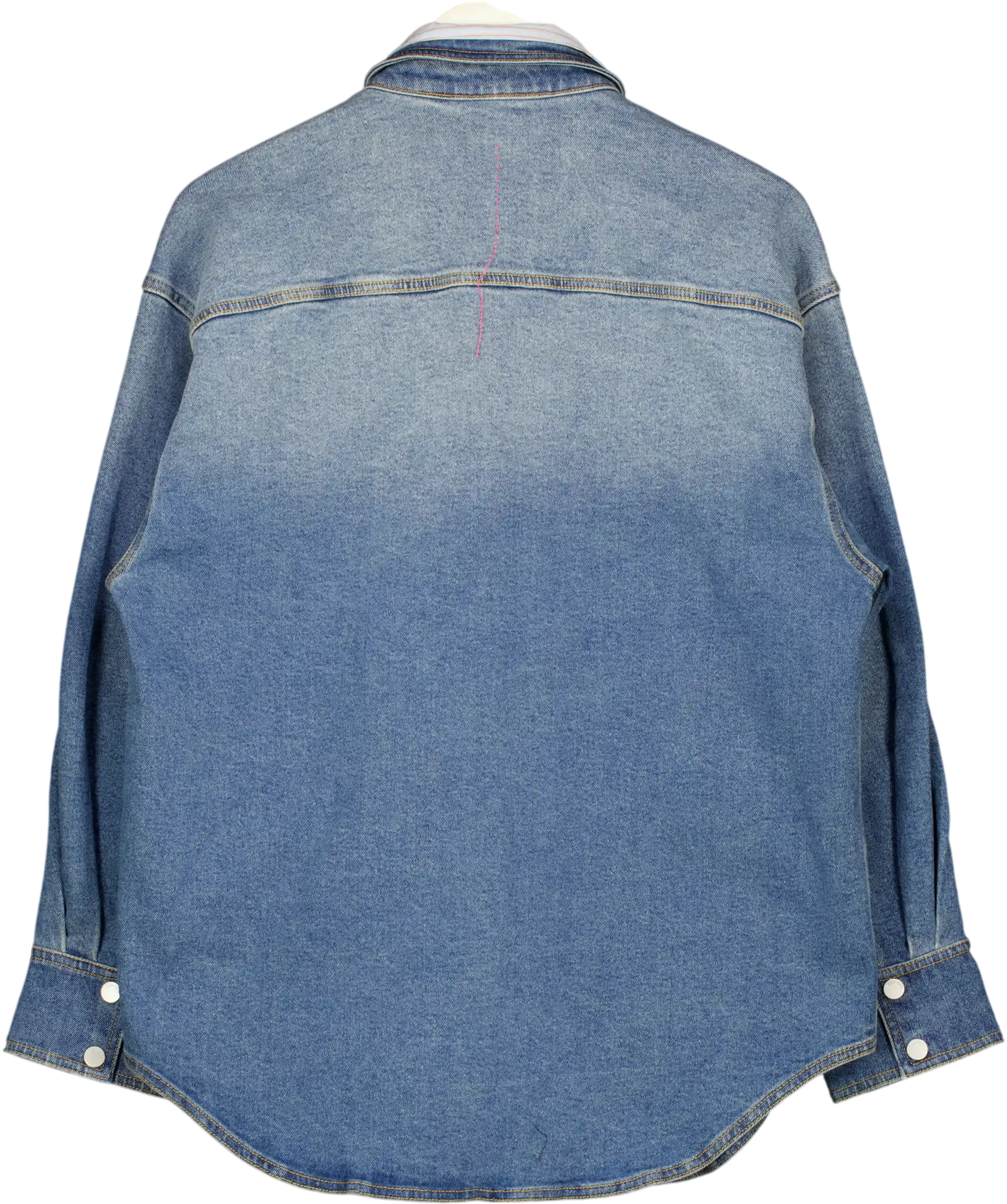 FABRIQUE X Thomas Wakeford Blue Harlow Striped Contrast Oversize Patchwork Shirt In Cotton Denim UK S