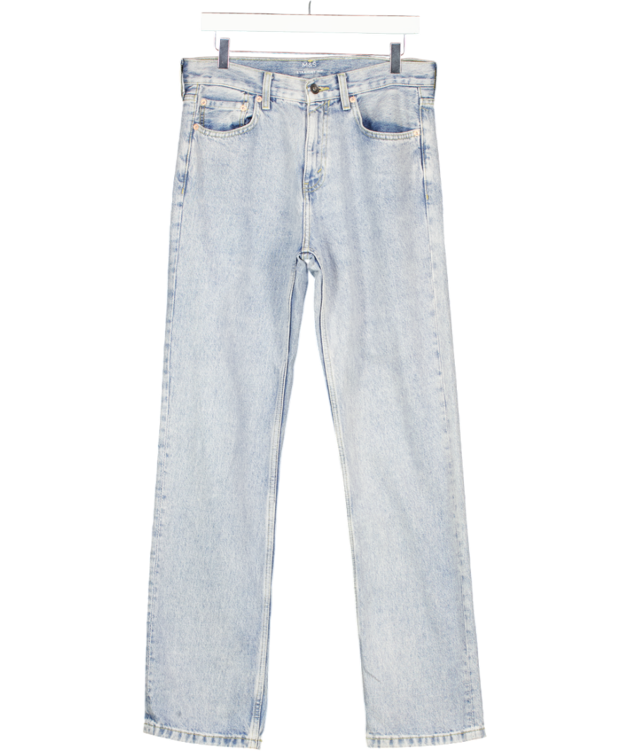 M&S Blue Straight Fit Light Wash Jeans W30