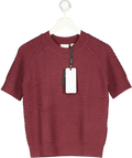 VARLEY Burgundy Red Sassafras Lucy Waffle Knit Short Sleeve Top UK XS