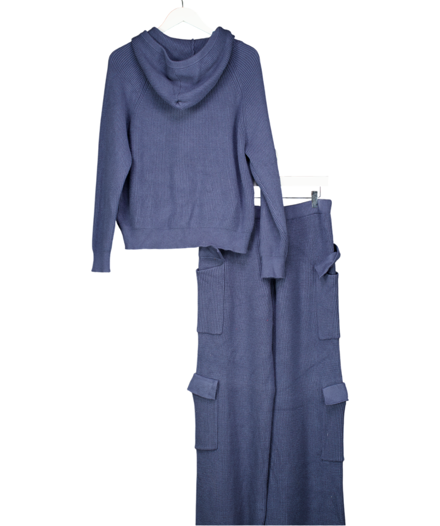 Edikted Blue Wynter Oversized Knit Hoodie And Joggers UK S