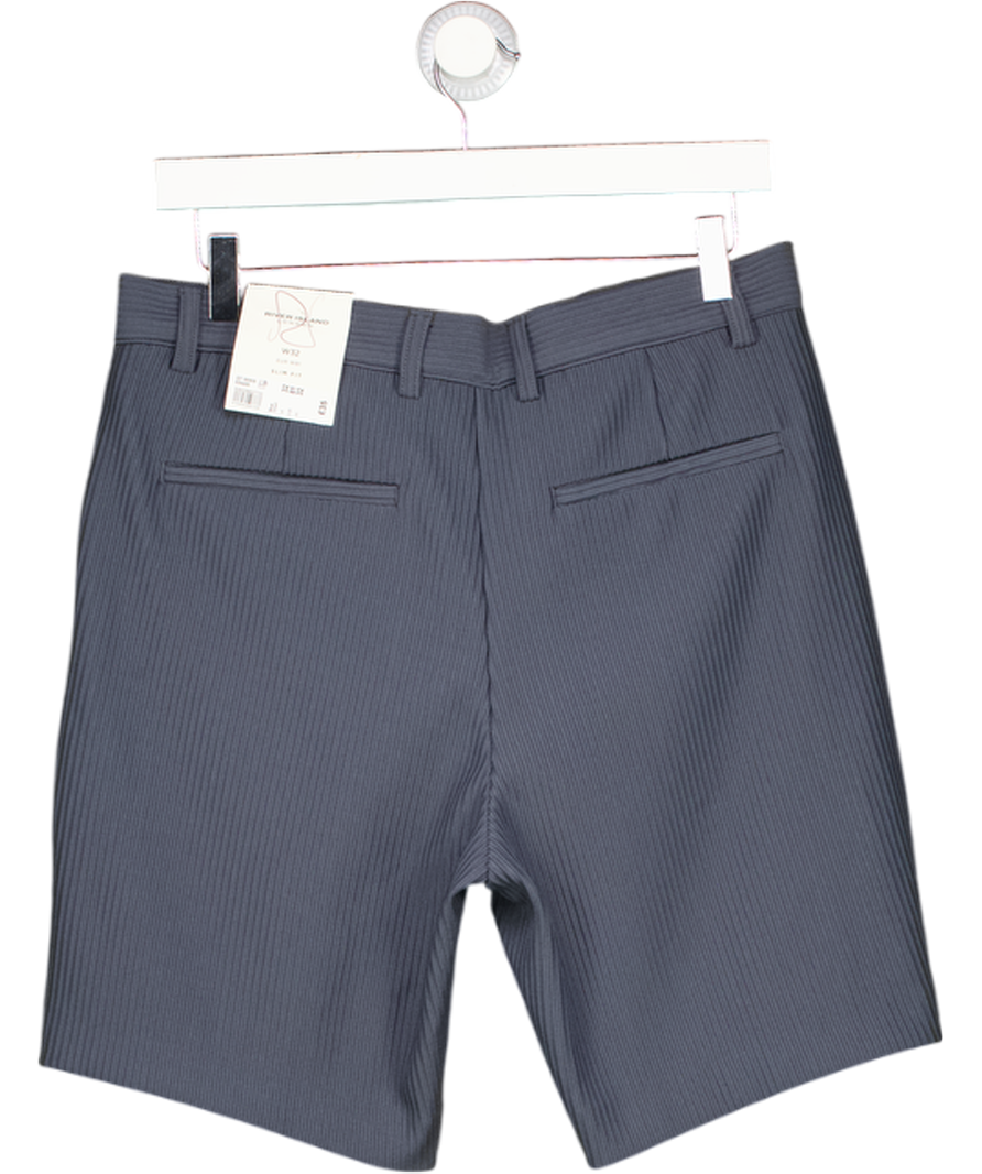 River Island Blue Slim Fit Ribbed Nylon Shorts W32