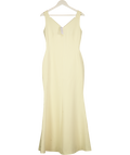 KAREN MILLEN Pale Yellow High Neck Clean Pencil Midi Dress UK 8