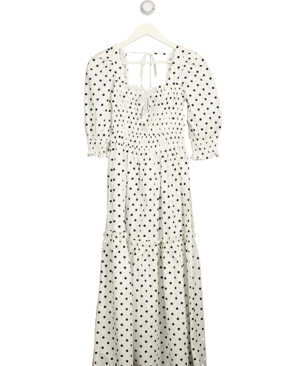 Topshop White / Black Spot Poplin Tiered Midi Dress Monochrome UK 6