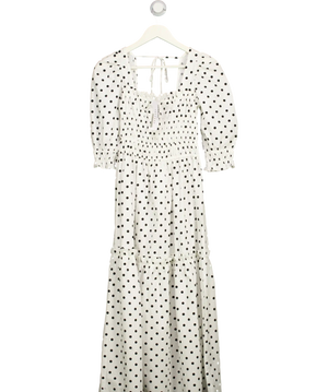 Topshop White / Black Spot Poplin Tiered Midi Dress Monochrome UK 6