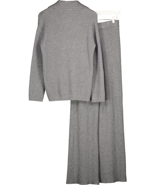 4th & Reckless Grey Ribbed Knit Quarter Zip Jumper And Wide Leg Trouser Co-ord UK 8