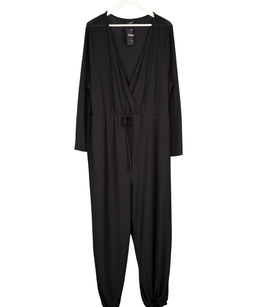 BLOOMCHIC Black Jersey Wrap Front Jumpsuit Uk 22 / UK 24