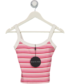 White Fox Electric Energy Tank Top Pink Stripe UK S