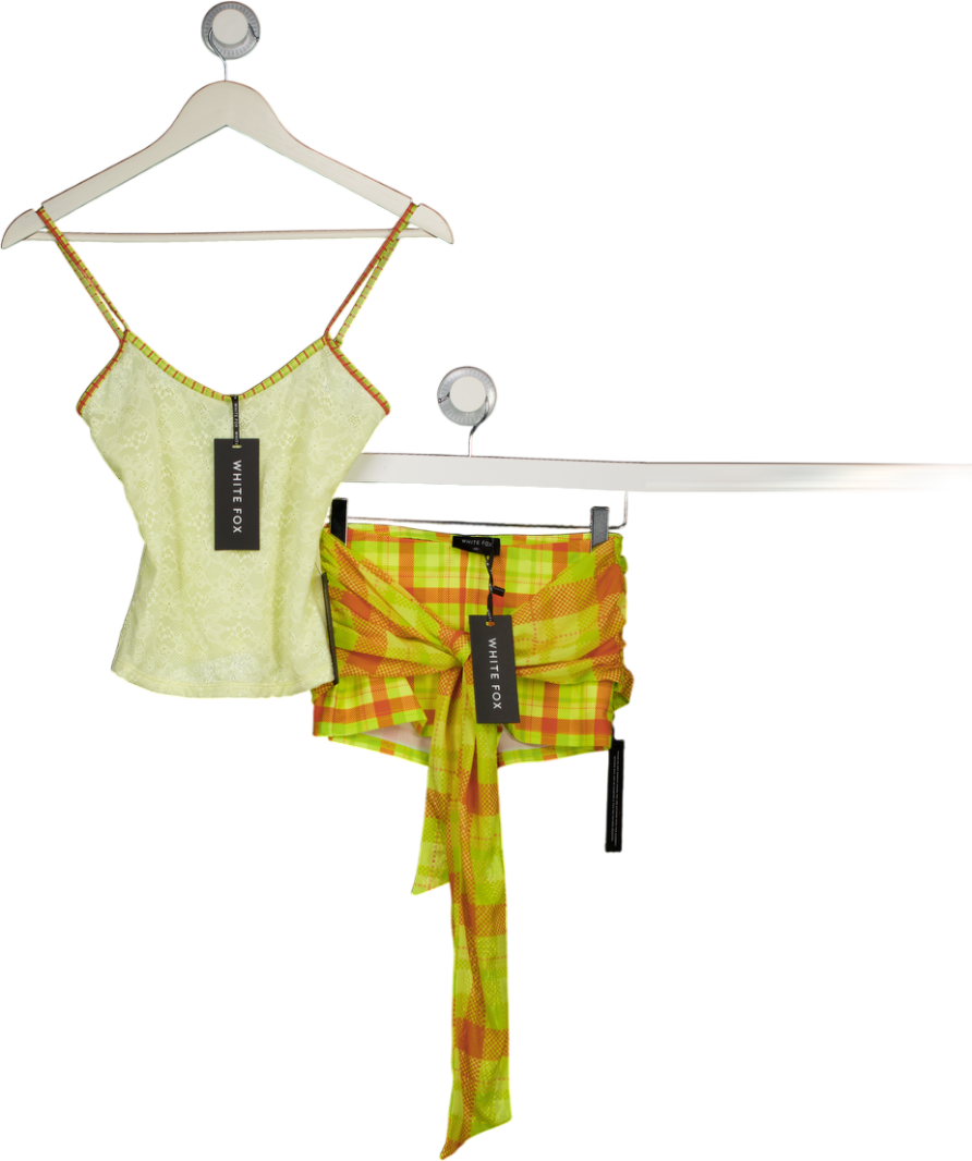 WHITE FOX 2-piece Lemon Yellow Top And Shorts Set UK XS