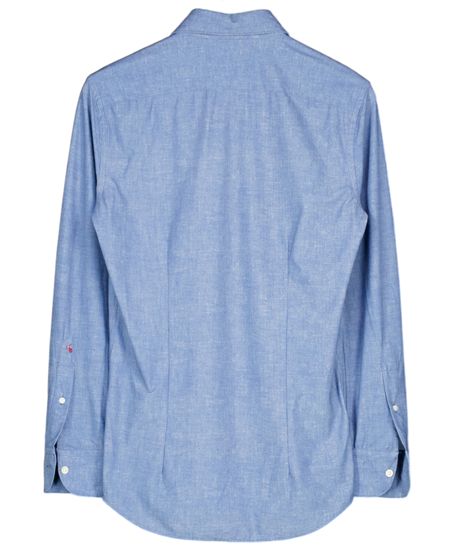 GLANSHIRT X Mr Porter Blue Marl Slowear Glanshirt Collared Shirt Neck 14.5" UK 36" CHEST