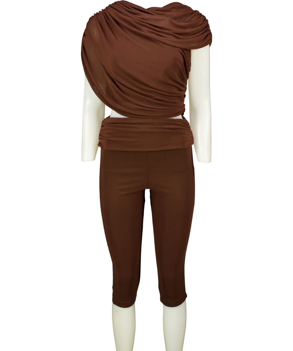 Etoile Luxe Brown Capri Pants With Top UK XS