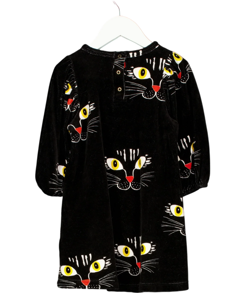 Mini Rodini Black Cats Dress 4 Years — Back