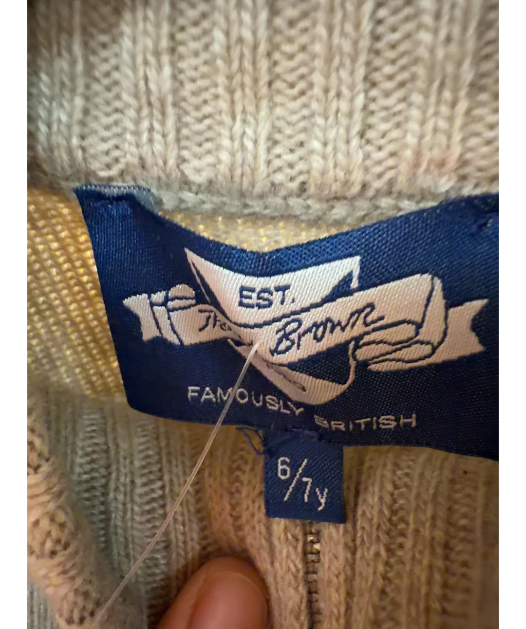 Thomas Brown Beige mock-neck race car knit jumper, size 6 Years — detail