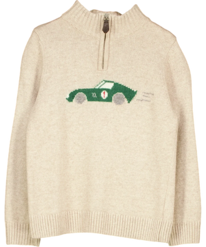 Thomas Brown Mock-Neck Race Car Knit Jumper Beige 6 Years