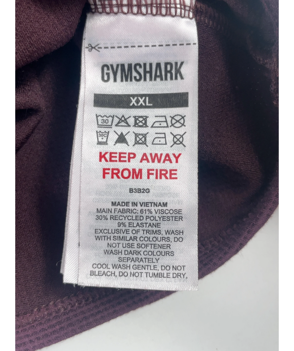 GYMSHARK Purple Cropped Tank Cherry Purple, size UK XXL — label