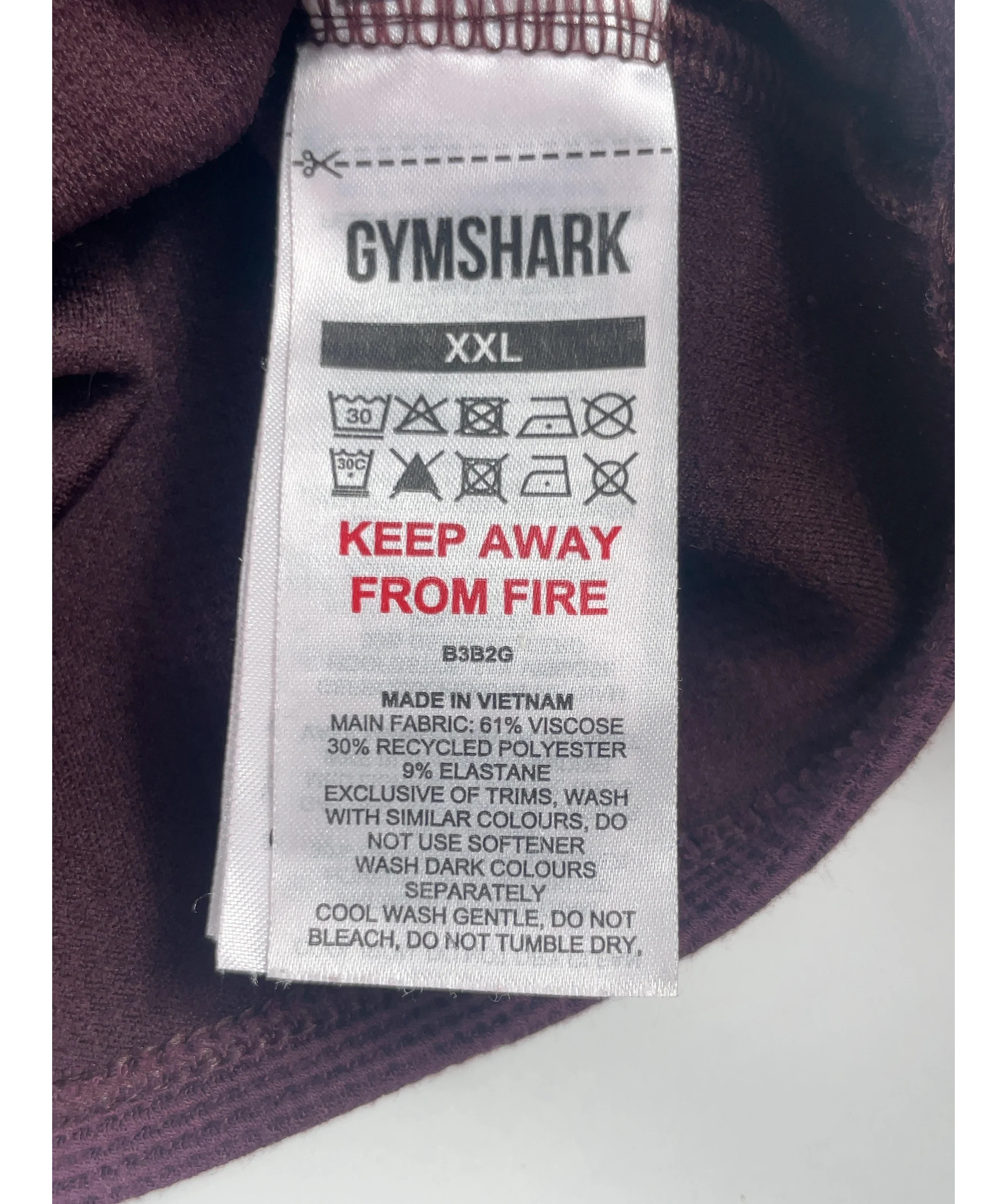 GYMSHARK Purple Cropped Tank Cherry Purple, size UK XXL — label