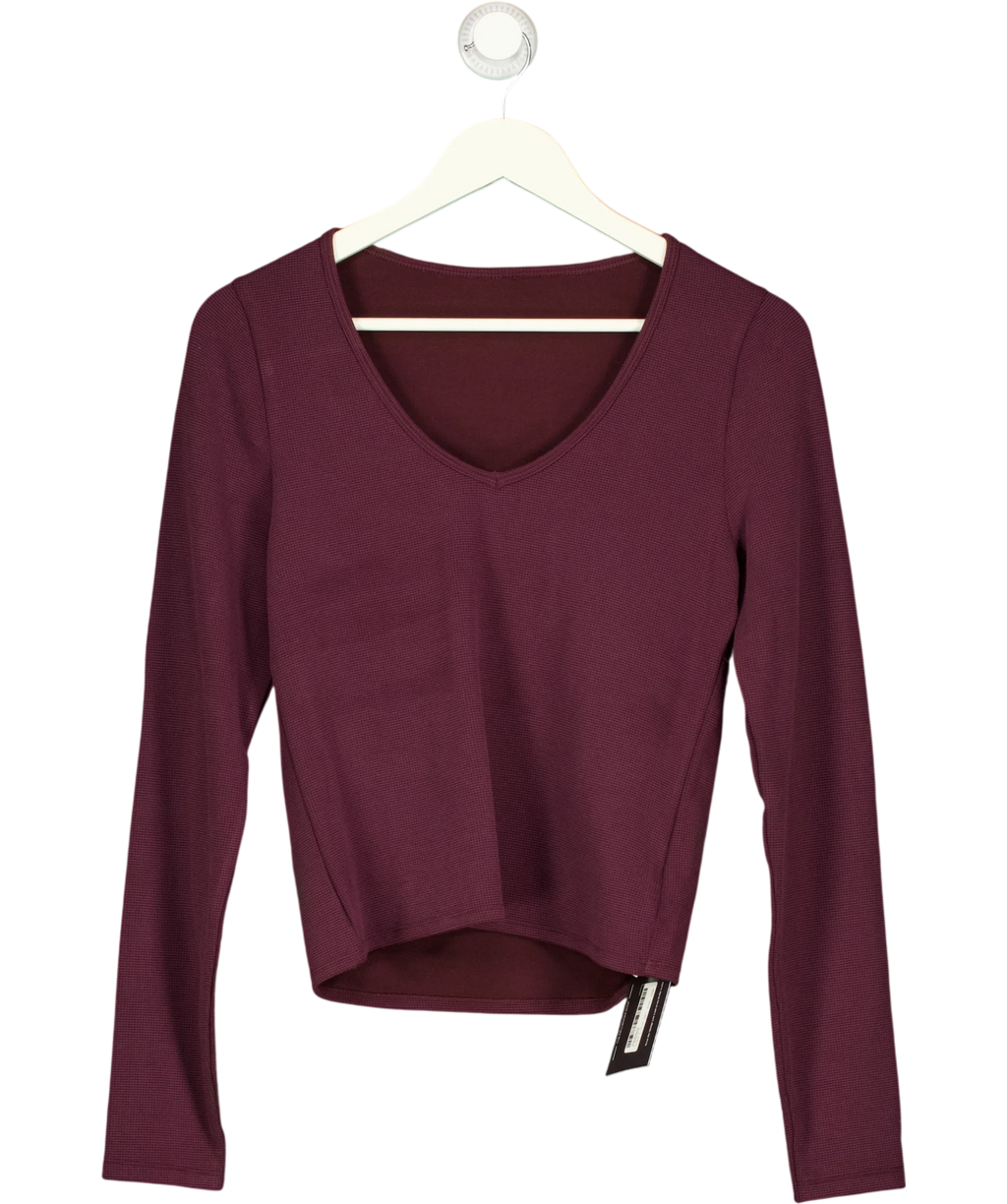 GYMSHARK Purple Burgundy V-Neck Long Sleeve Top, size UK XL — front