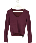 GYMSHARK Purple Burgundy V-Neck Long Sleeve Top, size UK XL — front