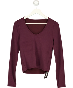 GYMSHARK Purple Burgundy V-Neck Long Sleeve Top, size UK XL — front