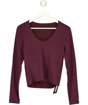 GYMSHARK Purple Burgundy V-neck Long Sleeve Top UK XL