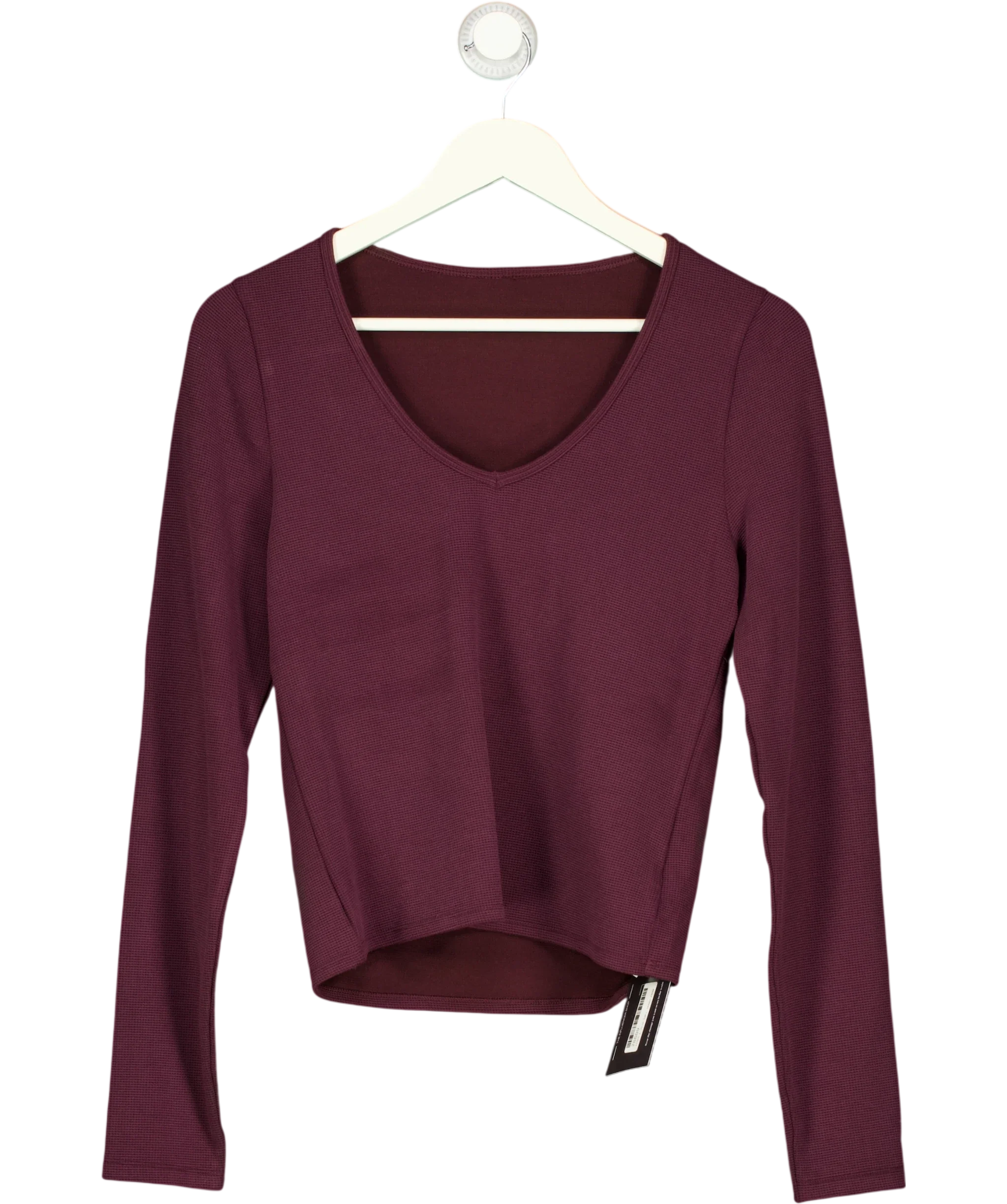 GYMSHARK Purple Burgundy V-Neck Long Sleeve Top, size UK XL — front