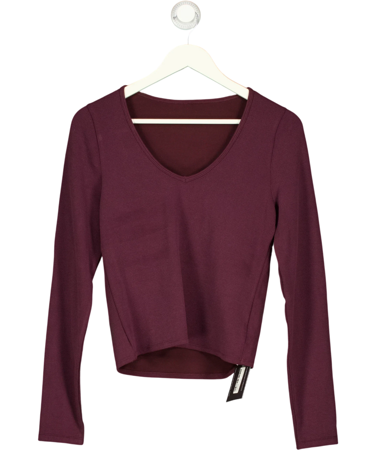 GYMSHARK Purple Burgundy V-Neck Long Sleeve Top, size UK XL — front