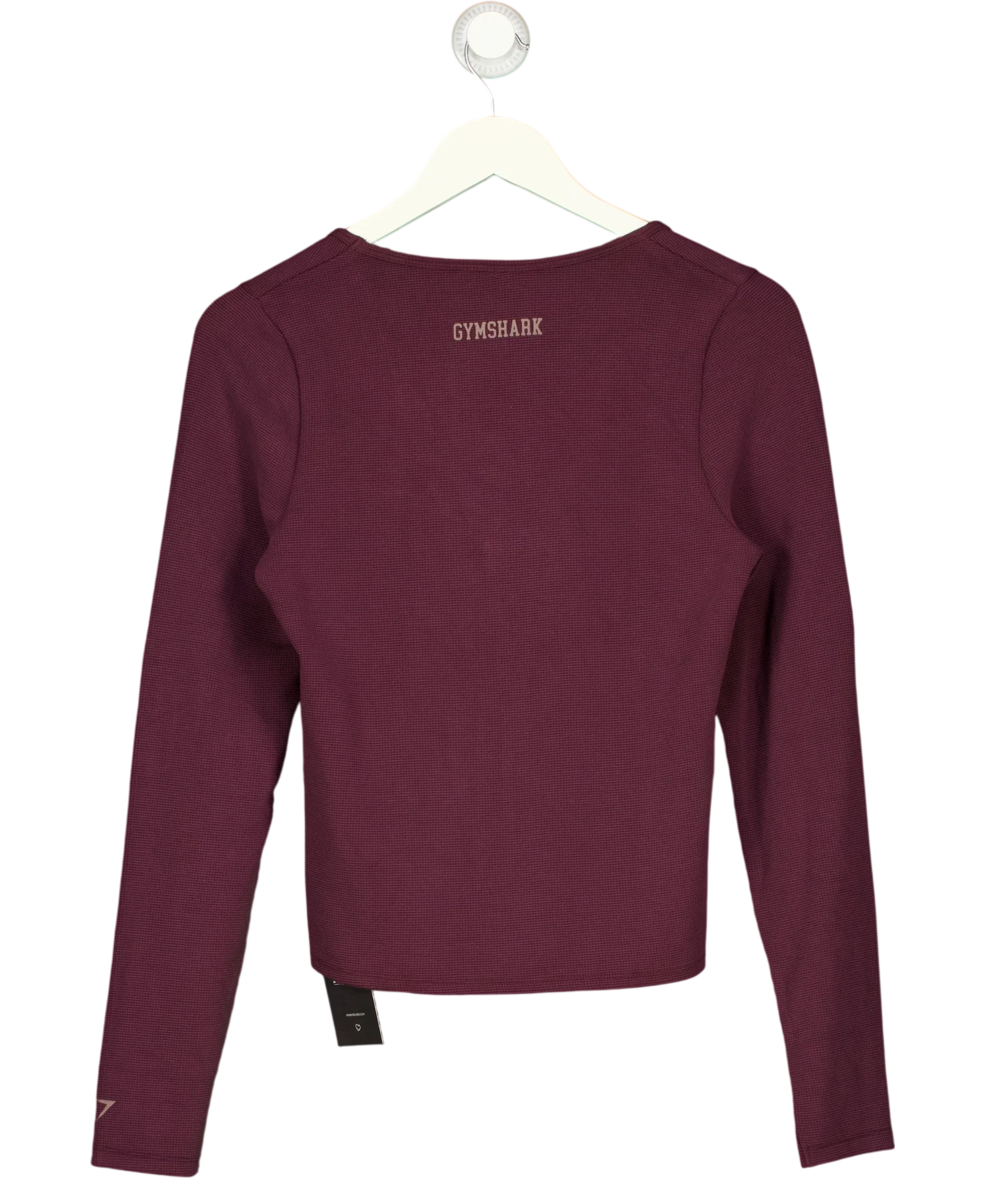 GYMSHARK Purple Burgundy V-Neck Long Sleeve Top, size UK XL — back