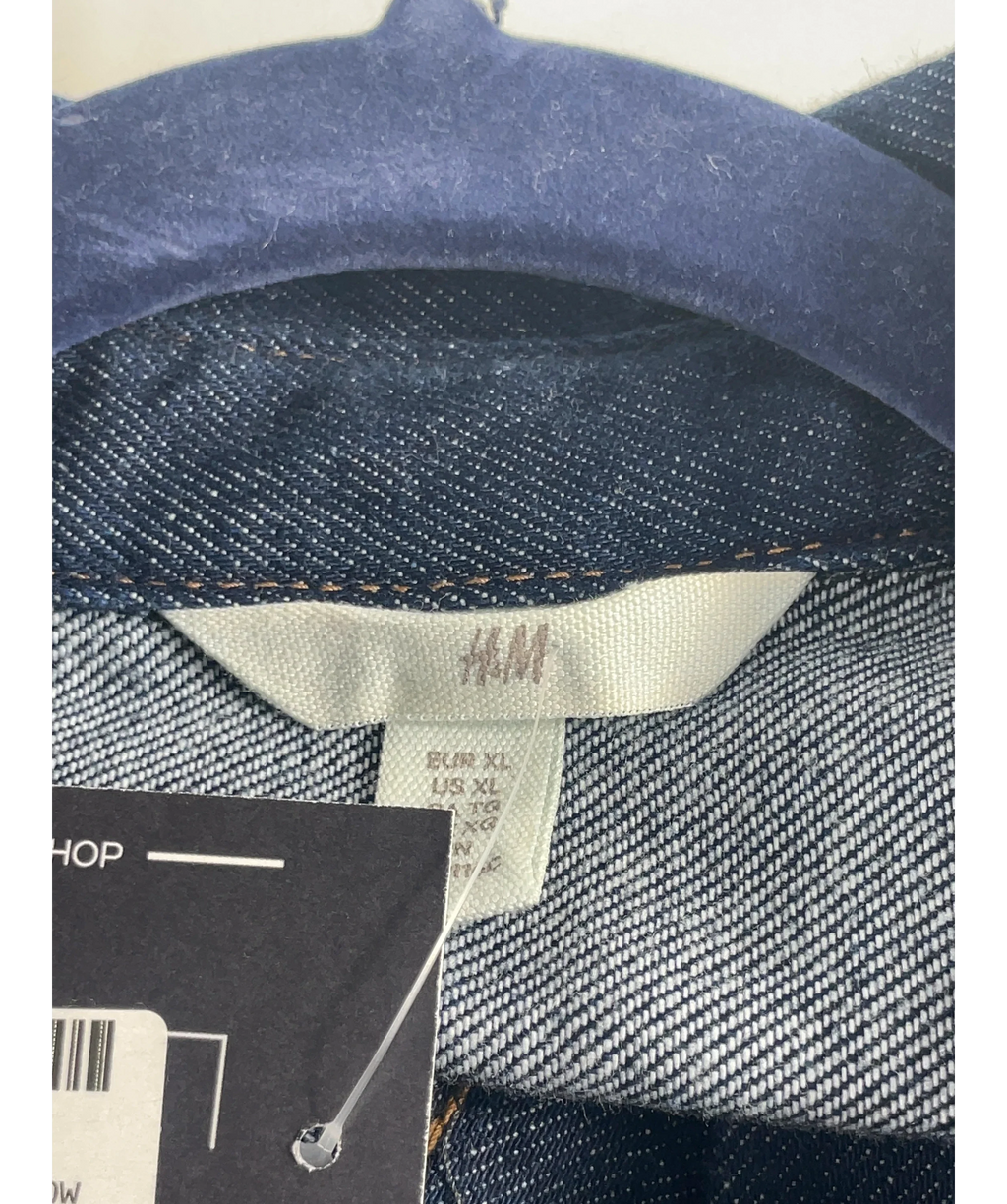 H&M Blue Indigo Blue Denim Oversized Shirt, size UK XL — detail
