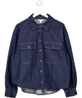 H&M Blue Indigo Blue Denim Oversized Shirt, size UK XL — front