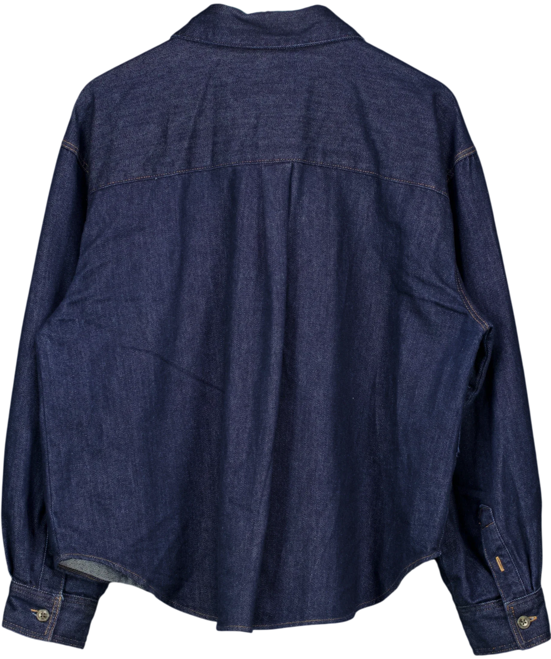 H&M Blue Indigo Blue Denim Oversized Shirt, size UK XL — back