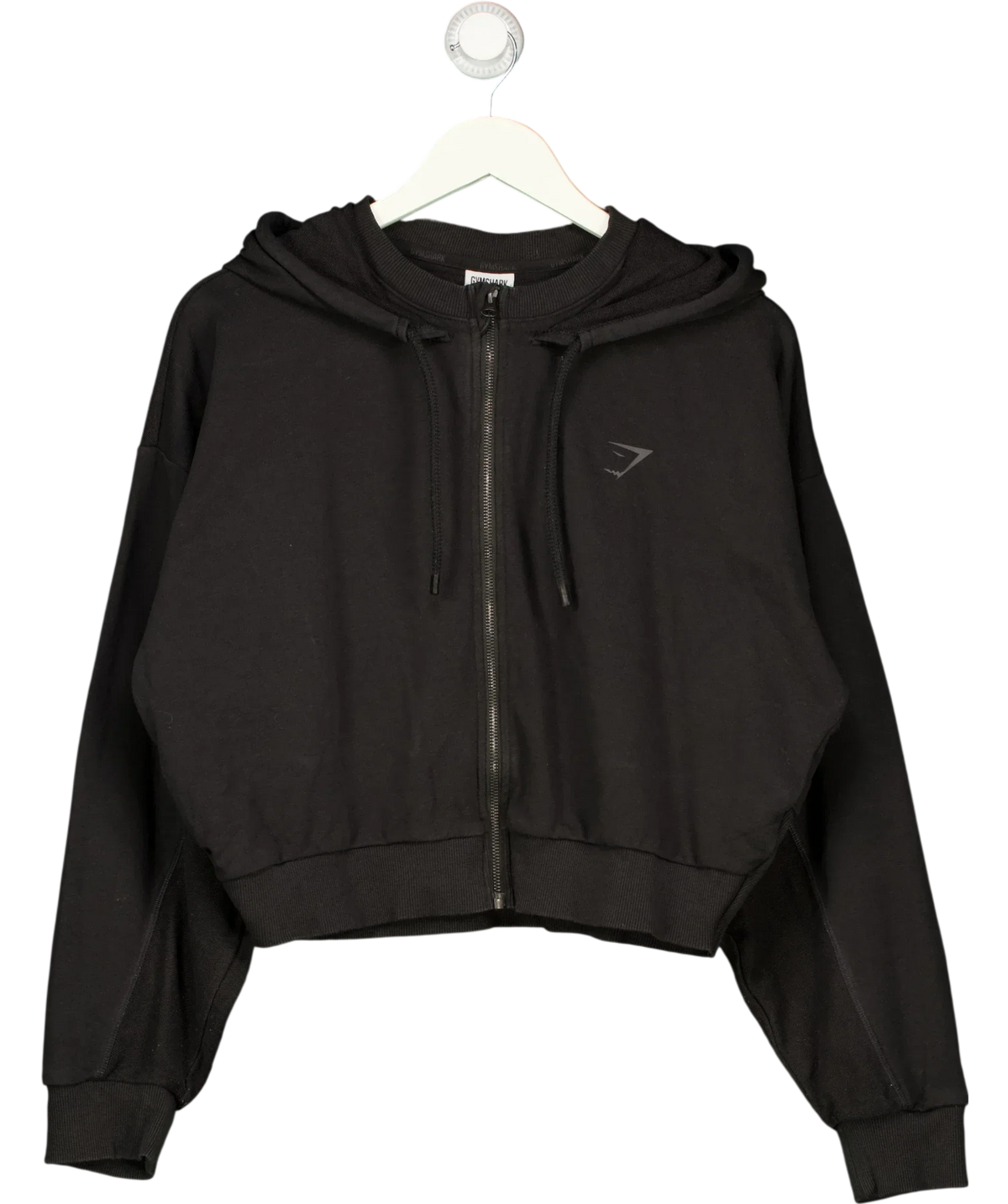 GYMSHARK Black Rest Day Lounge Cropped Zip Hoodie Black, size UK XXL — front