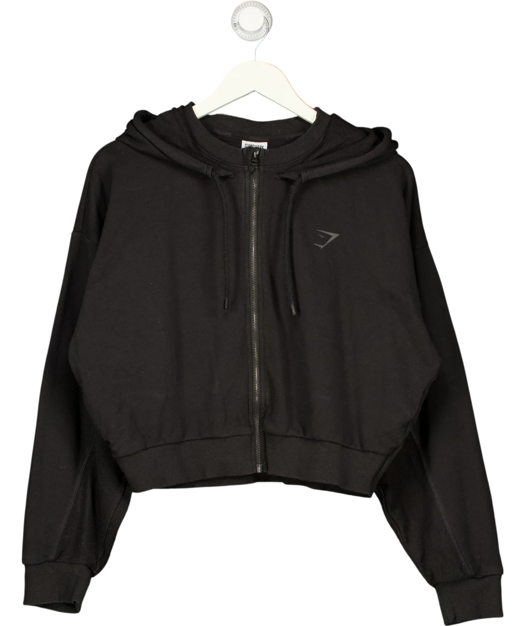 GYMSHARK Black Rest Day Lounge Cropped Zip Hoodie Black, size UK XXL — front