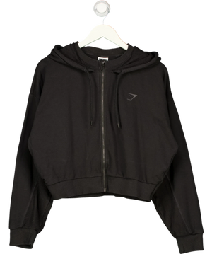 GYMSHARK Rest Day Lounge Cropped Zip Hoodie Black UK XXL