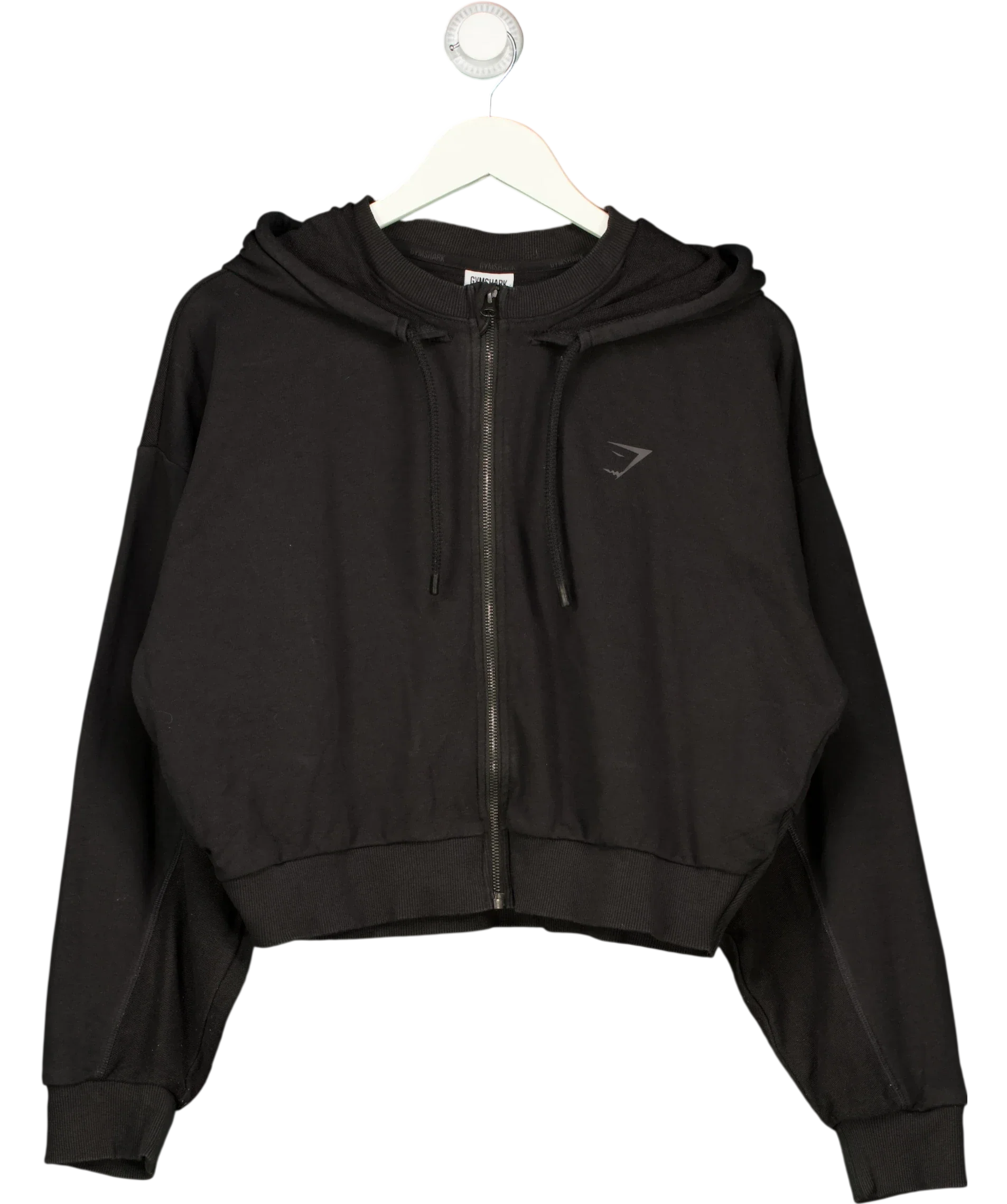 GYMSHARK Black Rest Day Lounge Cropped Zip Hoodie Black, size UK XXL — front