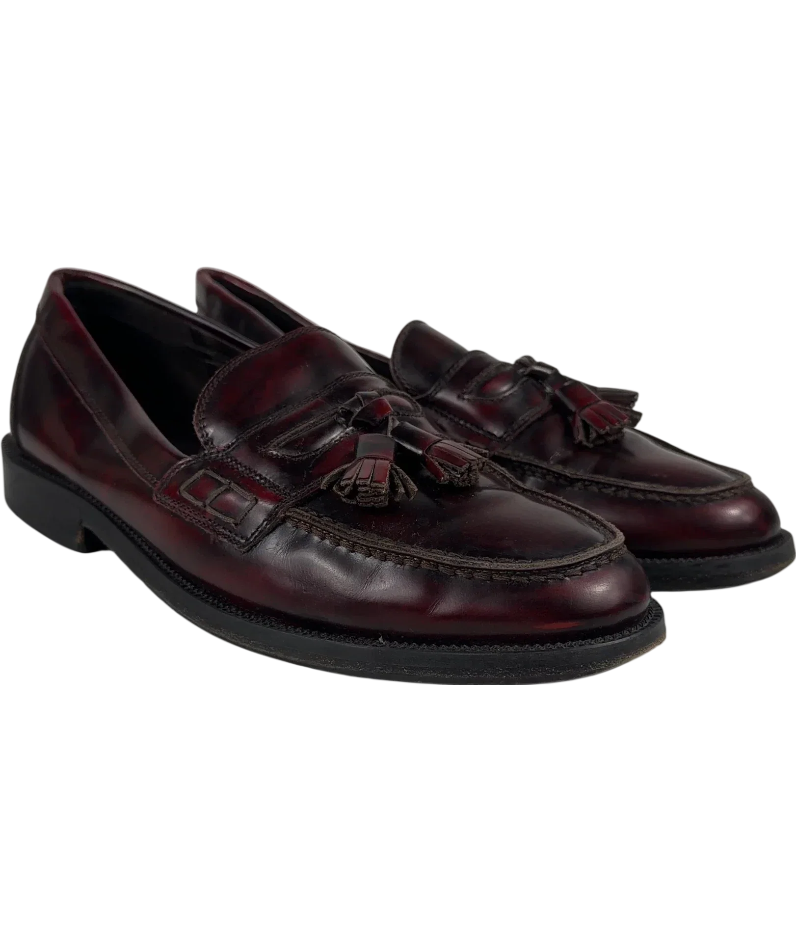 Russell & Bromley Red Burgundy Leather Keeble Tassel Loafers, size UK 7 EU 41 👞 — front