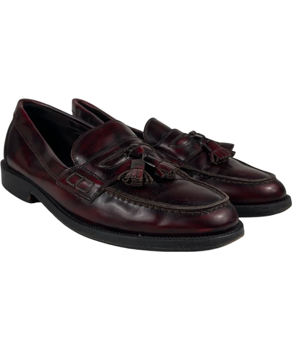 Russell & Bromley Red Burgundy Leather Keeble Tassel Loafers, size UK 7 EU 41 👞 — front