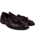 Russell & Bromley Red Burgundy Leather Keeble Tassel Loafers, size UK 7 EU 41 👞 — front